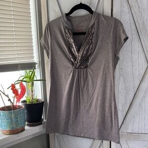 Merona Gray Sequin Accent Blouse